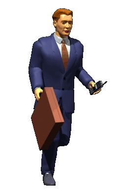 Animated businessman carrying a briefcase